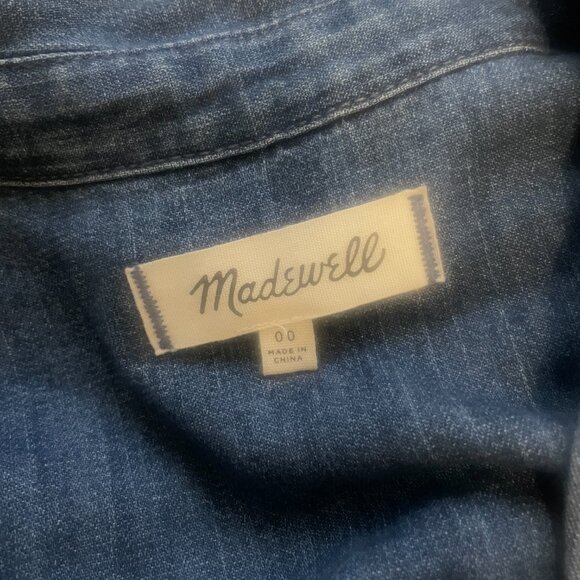 Madewell Blue Denim Midi Shirt Dress Size 00 Preppy Jean Casual - Picture 8 of 9